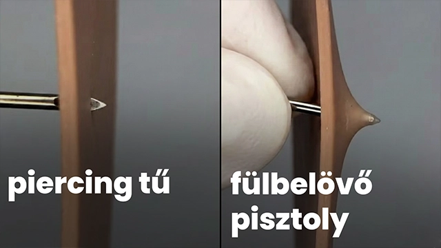 Demonstrációja a rossz szövet áthatolásnak fülbelövetéskor